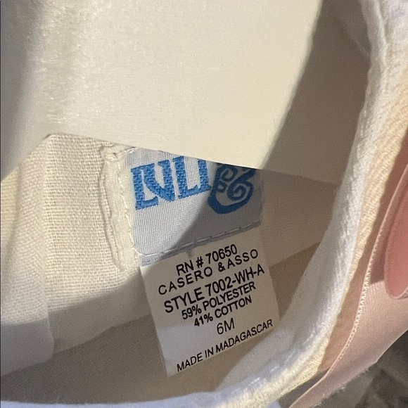 Luli & Me Timeless A Line white pique dress w/pink embroidery and bows size 6M - Picture 11 of 11